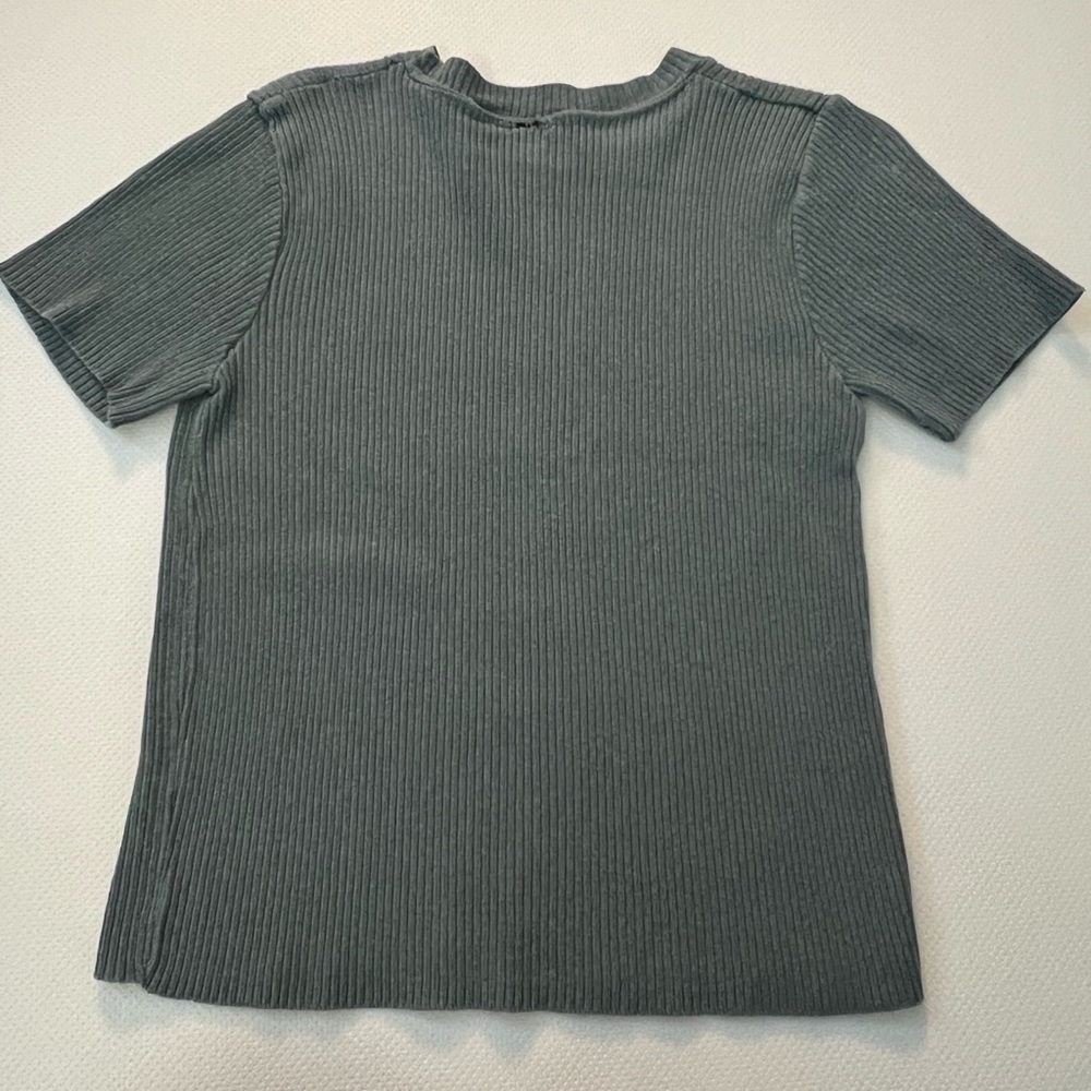 Green Ribbed T-Shirt - Picture 3 of 5